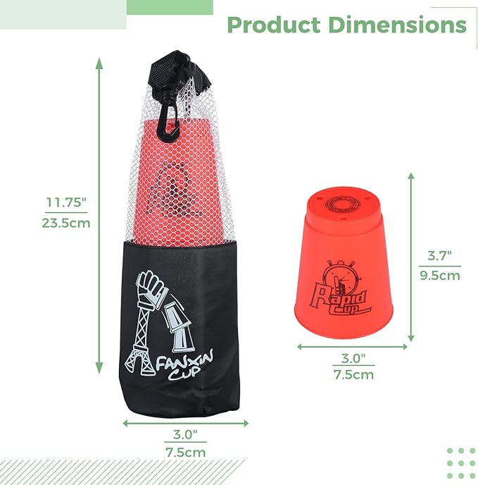 yeesport Sport Stacking Cups, 24pcs Sports Stacking Cups Sport Training Game for Challenge Competition Travel Party Gift for Kids and Adults (Red+Green)