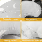 Nursing Pillow, Breast Feeding Pillows for Mom, Soft Cover with Breathable Filling, Ergonomic Breastfeeding, Bottle Feeding and Bonding, Multifunctional Support Cushion for Travel (Star)