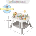 Baby Activity Center, Baby Jumpers and Bouncers with 5 Toys, Lights & Music, Adjustable Heights, 3-Stage Activity Center & Play Table, 360° Rotary Interactive Play Center for Baby Ages 6m+ (White)