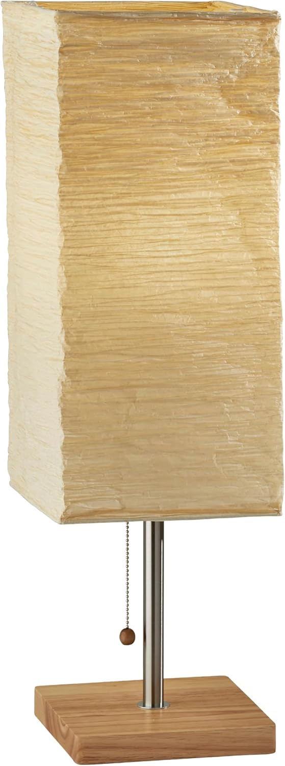 Adesso 8021-12 Dune Table Lamp, 25 in., 100 W Incandescent/ 26W CFL, Natural Rubber Wood/Steel Accents, 1 Table Lamp , White