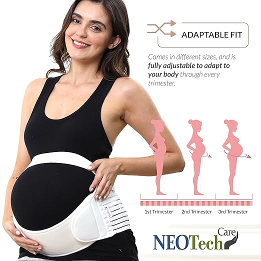 NeoTech Care Pregnancy Support Maternity Belt, Waist/Back/Abdomen Band, Belly Brace (Size XXL, Ivory Color)