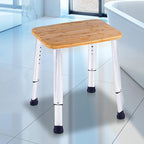 Bathroom Shower Bench Bath Stool Bathtub Seat Spa Chair Foot Rest Step, Height Adjustable Lightweight Waterproof and Rustproof, Bamboo