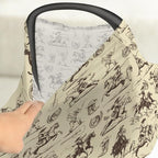 Vintage Cowboy Car Seat Cover for Baby Western Horses Boots Hats Guitar Stretchy 5-in-1 Covers Adjustable Car Canopy Breastfeeding Cover Country Western Breathable Nursing Cover-Up