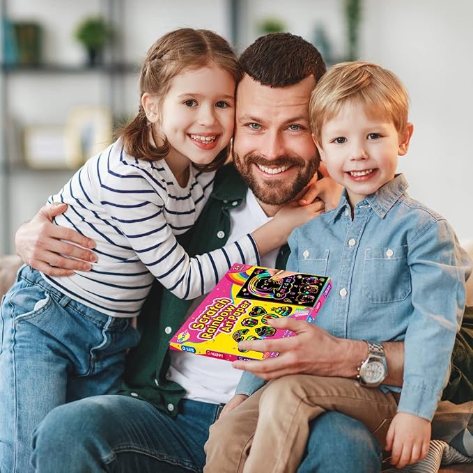 Rainbow Scratch Paper Art for Kids: 60PCS Magic Arts Crafts Gifts Toys for Girls Boys Ages 4 5 6 7 8 9 Games Activities for Birthday Family Valentines Christmas Stocking Stuffers Easter