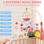 Baby Crib Mobile with Night Lights and Music,Hanging Mobile for Crib Bassinet with Rotation, Projection,Remote Control,Babies Crib Toys for Nursery Newborn Infant Boys Girls (Pink)