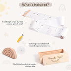 Growth Chart for Wall 7 Ft Height Chart with Keepsake Box & Hook Waterproof Canvas Measure Wall Ruler Removable Neutral Nursery Wall Decor for Baby Kids Toddlers