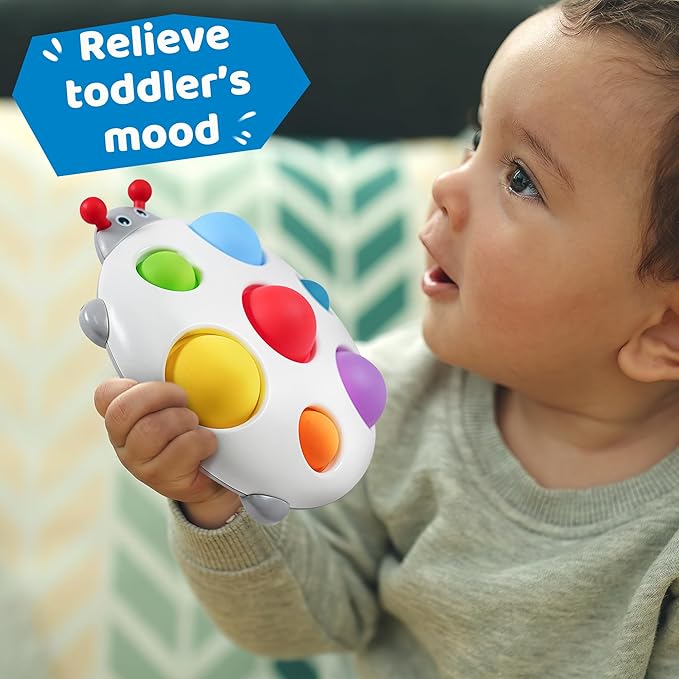 LiKee Fidget Popper Sensory Baby Toys for 10+ Months, Push and Popping Busy Board, Montessori Toys for 1+ Years Old, Airplane Car Travel Toy for Toddlers 1-3 Stress Relief (Ladybug)