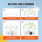 VEVOR Climbing Dome, 8FT Geometric Dome Climber with Slide, Jungle Gym Supports 600LBS and Easy Assembly for Kids 3 to 9 Years Old, with Climbing Grip, Outdoor and Indoor Play Equipment for Kids