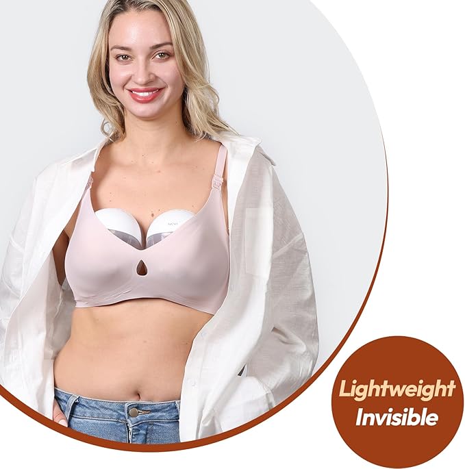 NCVI Wearable Breast Pump Hands Free, Portable Electric Breastfeeding Pump with 1500mAh Battery, Quiet Operation, Smart LED Display, 4 Modes & 9 Levels, 19/21/24mm Flanges, 2 Pack, White