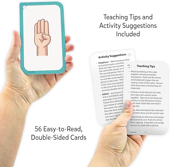 Teacher Created Resources Sign Language Flash Cards (EP62076), White Medium