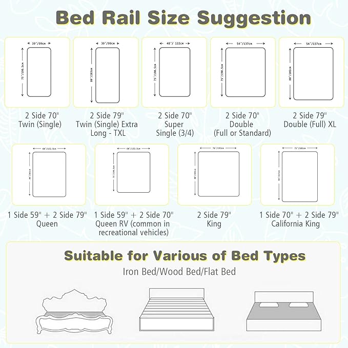 HONEY JOY Bed Rail for Toddlers, 69-in Extra Long, Portable Safety Bed Guardrail w/Side Pocket, Baby Bed Rail Guard, Fit King & Queen Full Twin Size Bed Mattress (69 INCH, Gray)