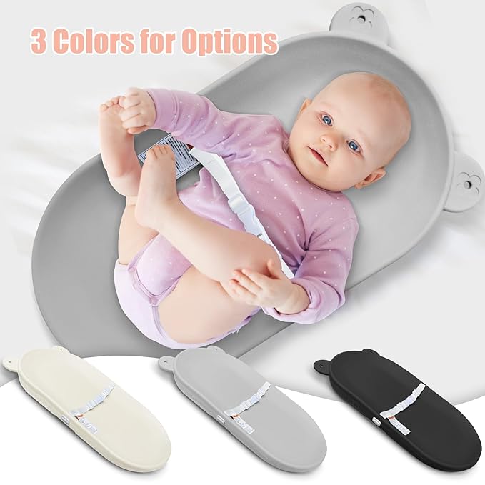 Waterproof Baby Changing Pad, Lightweight and Portable Changing Table with Strap for Changing Diaper, Dresser, Changing Table, Bed, Wipeable Changing Pad, Grey