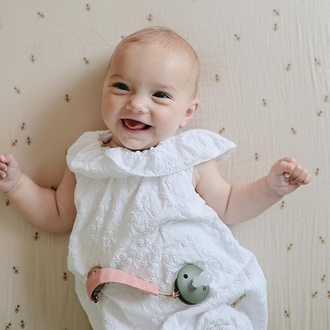 mushie Extra Soft Muslin Fitted Crib Sheet | 192 Thread Count | 28"x 52" (Bees)