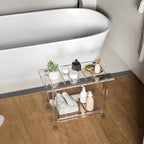 Sumerflos Acrylic Shower Bench for Inside Shower - 24.02" L x 12.99" W x 18.31" H Bathroom Shower Stool with Storage Shelf Heavy Duty (Hold Up to 400lbs) for Shaving Legs Waterproof Non-Slip