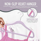 50 Premium Velvet Baby Hangers 11.8" Inch Non-Slip Infant, Ultra Slim Space-Saving Children Closet Hangers, 360° Swivel Hook, Strong & Durable Baby Toddler Kids Clothes Hanger, Purple