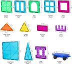 110PCS Magnetic Tiles with 2 Cars, STEM 3D Building Blocks for Kids Ages 3-8, Montessori Magnet Construction Toys for Preschool Classroom