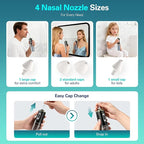 Electric Nasal Irrigation System Nasal Rinse and Wash, Cordless Foldable Neti Pot Sinus Rinse Decongestant Relief System IPX7 Waterproof with 60 Saline Packets, Snoring Remedy (Black)