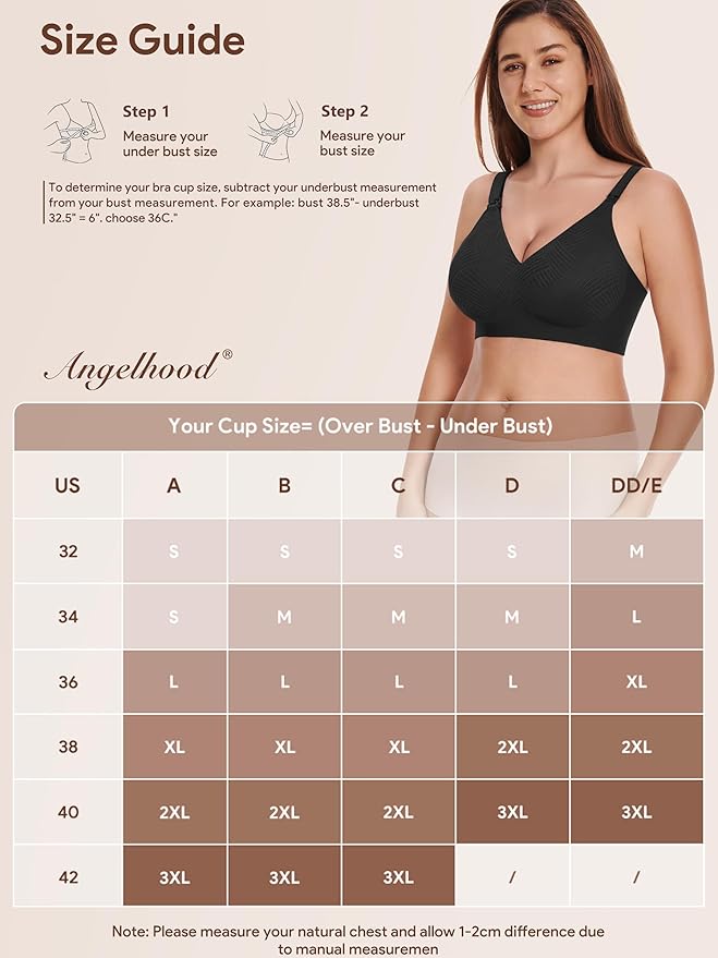 Angelhood Nursing Bras for Breastfeeding, Seamless Wireless Comfort Push up Lace Nursing Maternity Bralette for Pregnancy