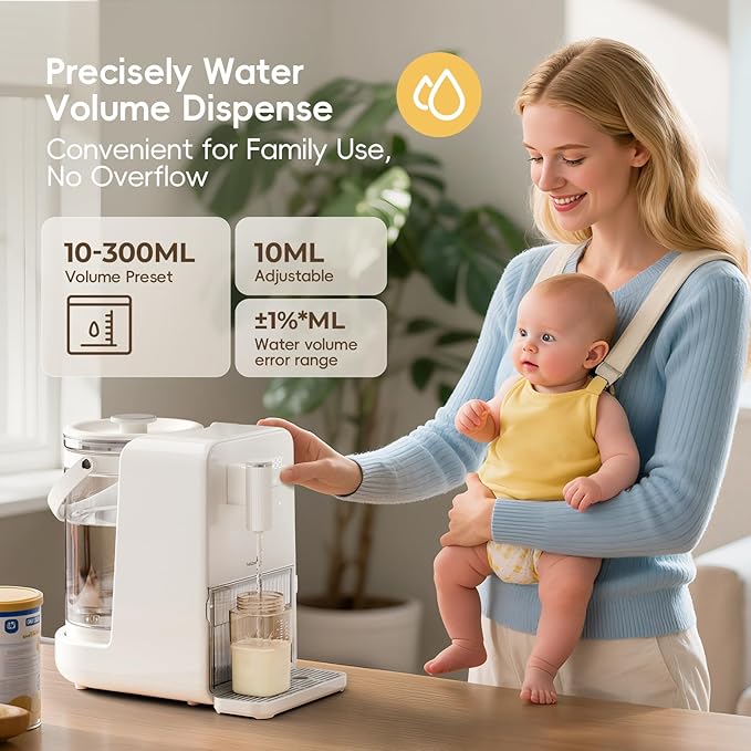 Instant Hot Water Dispenser, Water Warmer for Baby Formula, Tea, Coffee, Precise Volume & Temperature Smart for All Bottles with Night Light, 3L Large Glass Water Tank(102oz), 7x24H Keep Warm