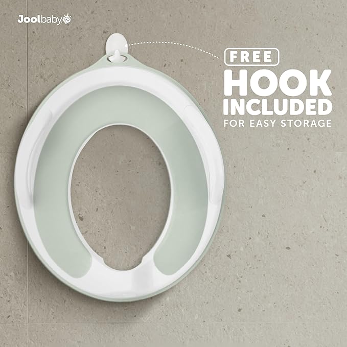 Jool Baby Potty Training Seat for Boys and Girls With Handles, Fits Round & Oval Toilets, Non-Slip with Splash Guard, Includes Free Storage Hook (Sage)
