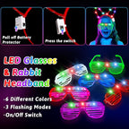 156PCS Glow in The Dark Party Supplies for Kids 8-12, Light Up Glasses Headband Rings Halloween Party Favor Adult, 100 Glow Sticks Bulk Party Pack DIY Necklaces Bracelets Neon Camping Pool Decorations