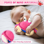 Pink Crawling Crab Baby Toy - Rechargeable Musical Plush Toys with 40 Songs & Voice Recorder, Sensory Toy for Infant Tummy Time, Soft Toy for 12-18 Months Girl, Gift for Toddlers 1-3