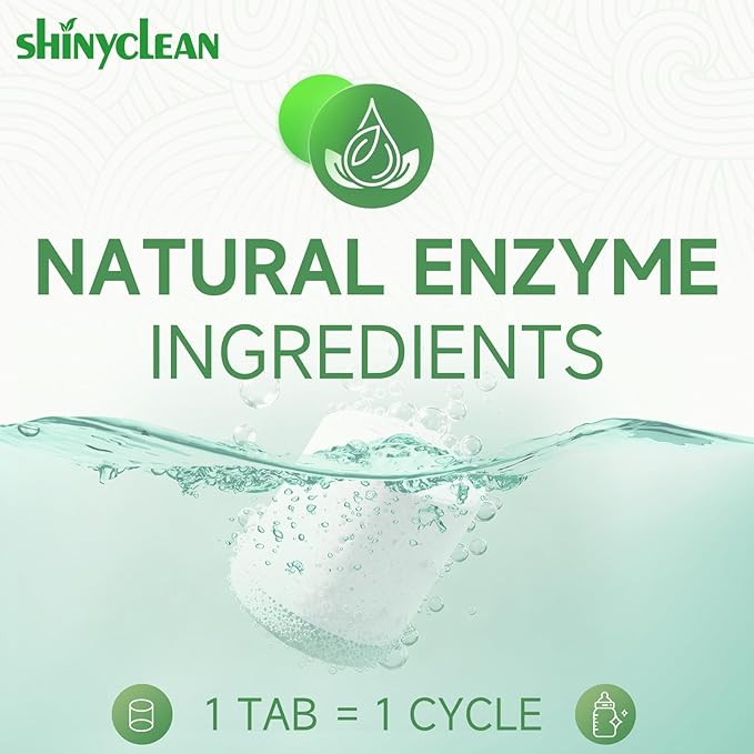 120PCS Baby Bottle Washer Tablets for Momcozy & Baby Brezza Pro, Natural Enzyme Detergent,Deep Cleaning, Chlorine & Fragrance Free, No Residue, Universal Fit All Bottle Washers Machines