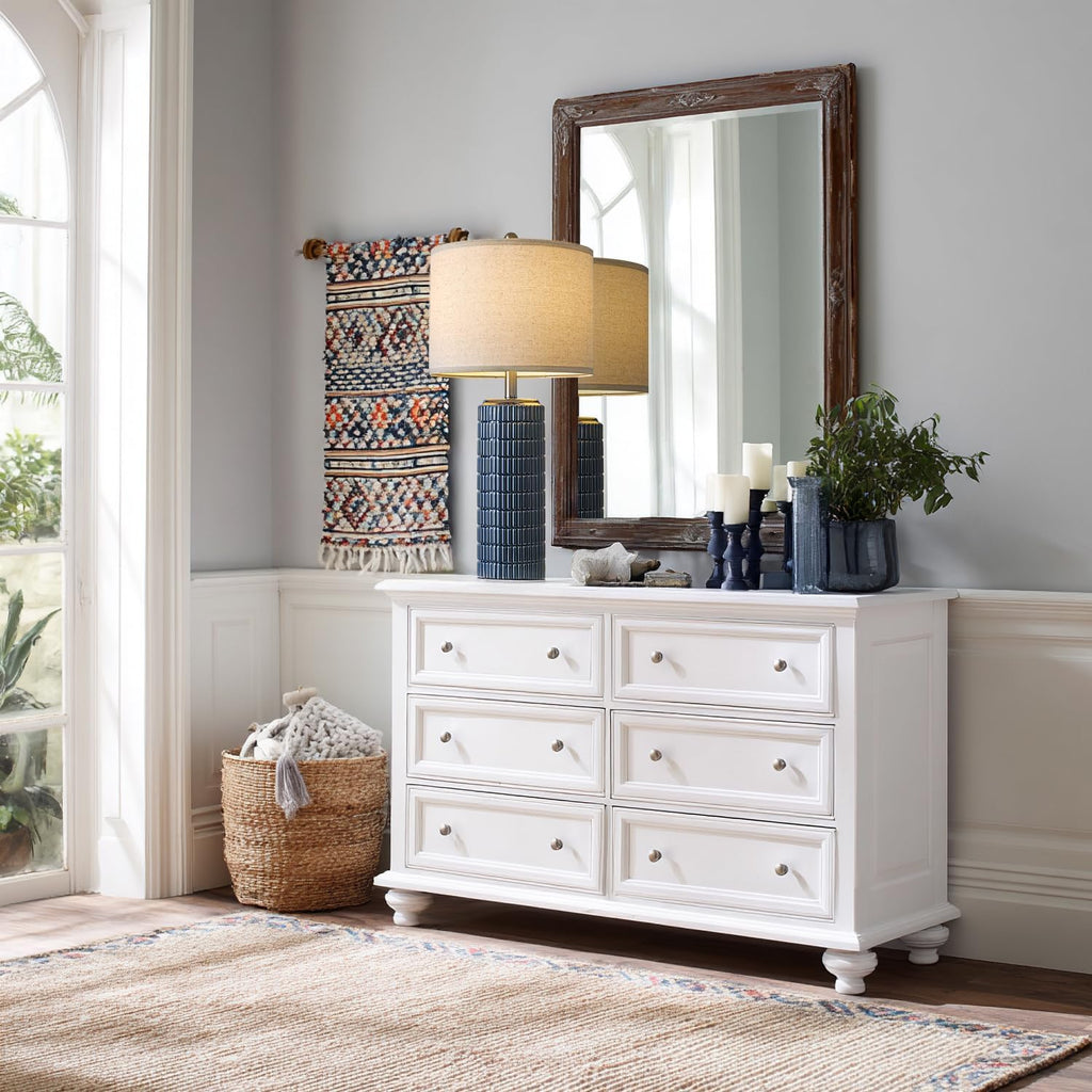 PoKat 27.5'' Tall Table Lamps for Living Room Set of 2, Ceramic Bedroom Lamps for Night Stands, Modern Bedside Lamps for Bedroom Living Room, Nightstand Lamps for Side End Table Hallway, Blue