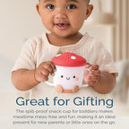 Itzy Ritzy Toddler Snack Cup - Spill-Proof Snack Cup for Toddlers with Soft Silicone Lid for Easy Food Access - Easy-To-Hold Kids Snacks Container With Handles - Ideal for 12 months & Up (Mushroom)