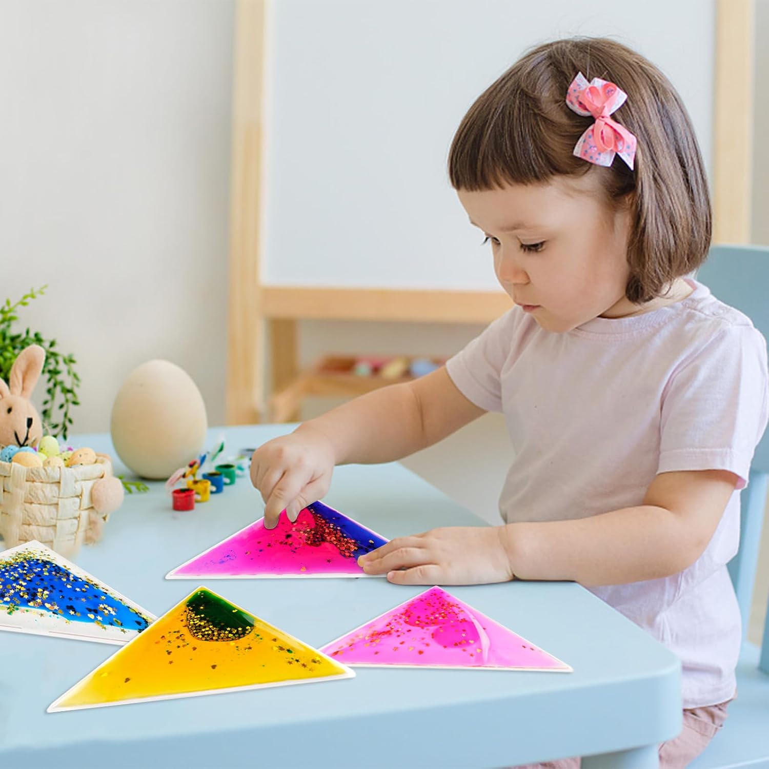Sensory Soft Gel Liquid Toys: Water Sensory Toys for Autism Kids Sensory Fidget Toys 6-Pack Triangular