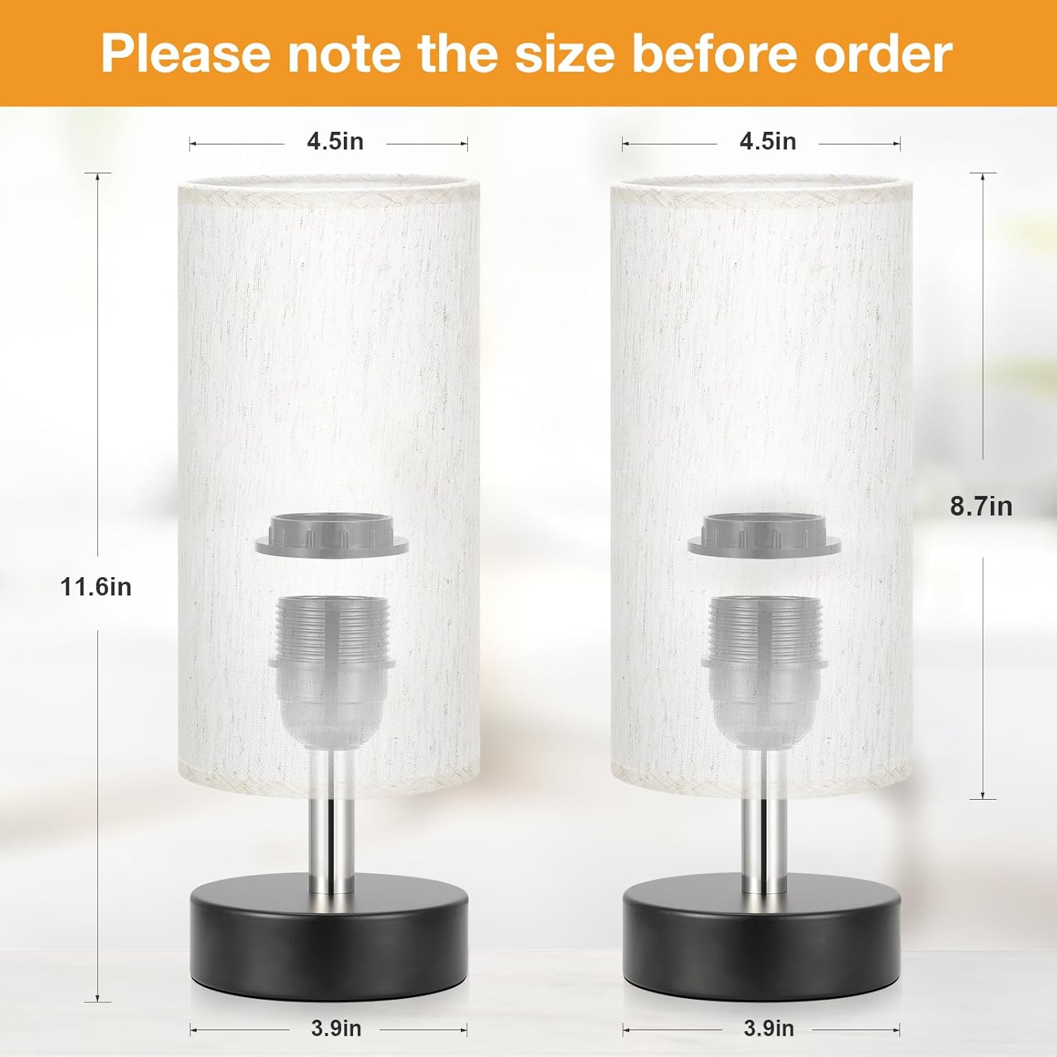 Small Table Lamp for Bedroom Set of 2 - Bedside Lamps for Night Stands, Minimalist Nightstand Light Lamp, Desk Lamps for Reading Room, Kids Room, Living Room, Office, Dorm