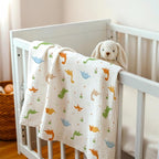 Dinosaur Baby Blankets for Boys, Soft Nursery Minky Blankets with Muslin and Dotted Fleece Back 30x40 inches, Receiving Bed Quilt for Newborn, Infants, Toddlers