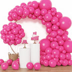 RUBFAC 129pcs Hot Pink Balloons, Latex Magenta Pink Balloon Arch Kit Garland Different Sizes 18 12 10 5 Inch for Birthday Baby Shower Wedding Princess Theme Party Decoration