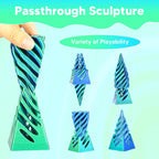 Impossible Pyramid Passthrough Sculpture, 3D Printed Spiral Cone Fidget Toys, Anxiety Relief Pass Through Pyramid Fidget Toy, Stress Relief Desk Toy Adults, Christmas, Birthday Gifts (Green Blue)