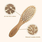 Baby Hair Brush & Comb Set, Organic Wooden Hairbrush Natural Goat Bristles 3-Piece for Newborns & Toddlers, Ideal for Cradle Cap & Itching, Perfect Shower and Registry Gift for Infant, Toddler, Kids