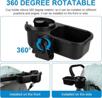 Accmor Stroller Cup Holder with Tray, Universal Cup Holder, Bike Bottle Holder, 360° Rotatable Large Caliber Drinks Holder for Stroller, Bike, Wheelchair, Walker