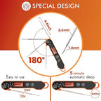 Meat Thermometer Digital with Backlight, Calibration & Hold Function, IP65 Waterproof Food Thermometer for Cooking, Outdoor Grilling, Candy Making