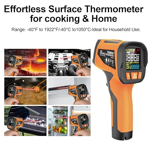 Infrared Thermometer Temperature Gun, -40℉~1922℉, High Temp Thermometer 30:1 Pyrometer with Probe, Non-Contact Digital Laser Thermometer for Cooking, Engine, Kiln, Forging, HVAC, Industrial