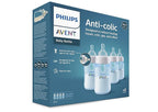 Philips Avent Anti-Colic Bottle with AirFree Vent, 9oz, with Flow 2 Nipples, 1m+, 4pk, Blue, SCY703/24