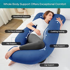Sasttie Pregnancy Pillows for Sleeping, U Shaped Cooling Full Body Pillow with Removable Cover, Pregnant Women Must Haves, Maternity Essential, Navy