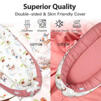 Baby Lounger | Organic Cotton Infant Lounger | Reversible, Adjustable & Portable Floor Lounger | Soft, Breathable, Washable Cover