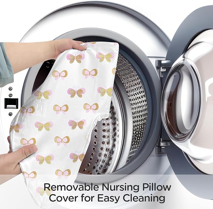 Little Grape Land Nursing Pillow,Upgraded Breast Feeding Pillow for Mom,Breastfeeding & Bottle Feeding for 0–12 Months, Soft Machine Washable Cover with Firm Breathable Filling, Tummy Time,Butterfly