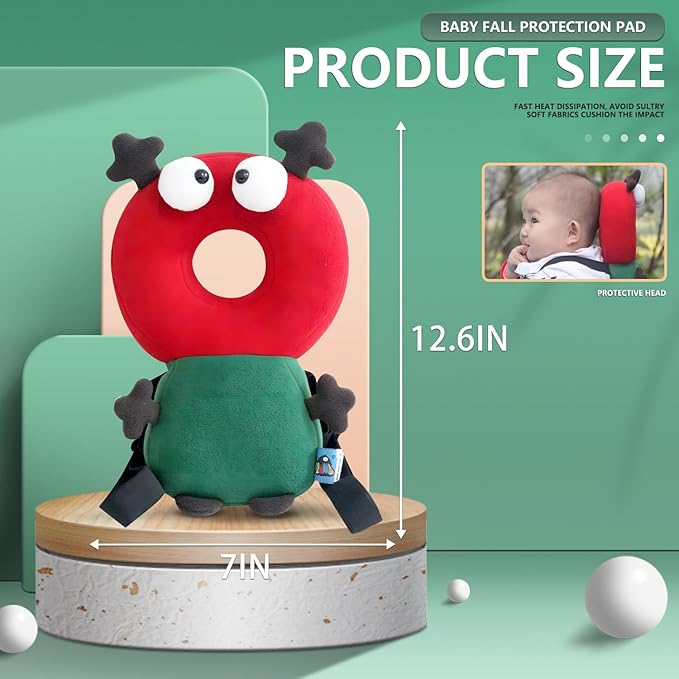 Baby Head Protector,Adjustable Baby Head Protection Backpack (Red Weirdo)