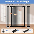 40.5" Extra Tall Baby Gate for Stairs, 29.5"-40.5" Extra Wide Dog Gate Indoor for The House, Auto Close Pressure Mounted Safety Child Toddler Gate, Pet Gate for Doorways Kitchen, Black