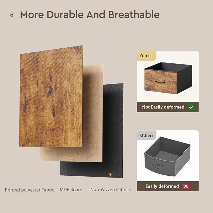 Changing Table Dresser, Baby Dresser with 3 Fabric Drawers and 2 Shelves, Multi-Functional Baby Changing Table with Pad, Classic Nursery Dresser, Diaper Changing Station, Rustic Brown