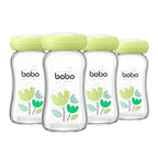 YOHKOH Breast Milk Storage Bottles - Wide Neck Glass Breastmilk Storage Bottles with Lids, BPA-Free (Green, 5.4oz (Pack of 4))
