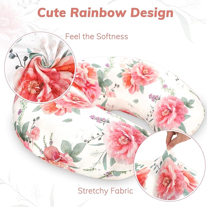Pea Pod Nursing Pillow Cover Soft & Stretchy Removable Slipcover for Breastfeeding Pillows, Comfortable Nursing Pillow Case for Newborn, Snug Fit, Washable Feeding Pillow Slipcovers in Stylish Floral