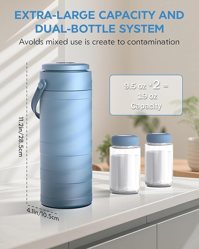 Portable Breast Milk Cooler for Outdoors, 360° All-Round Cooling Keeps Milk Fresh for 24 Hours, 22oz Large Capacity Breastmilk Chiller with 2pcs BPA-Free Bottle for Breastmilk Storage, Blue