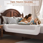 Bed Rail for Toddlers, Baby Bed Rail Guard for Kids, Toddler Bed Rails with Reinforced Anchor Fit, Height Adjustable & Foldable Bed Rail Guard for Twin, Full, Queen & King Beds (White, 59IN)