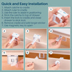 Inaya Magnetic Cabinet Locks Baby Proofing, 12 Locks & 2 Keys, Child Proof Magnet Locks for Cabinet Drawers with Invisible Design, 3M Adhesive for Easy Installation - No Drill & Tools Needed